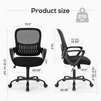 Chaise de personnel réglable AJUNION avec siège rembourré à hauteur réglable et dossier en maille respirante pour des sièges de bureau confortables