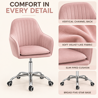 Chaise de bureau en velours à capitonnage vertical, pivotante et rembourrée, pour la maison, le bureau et la salle d'étude - Vente en gros usine