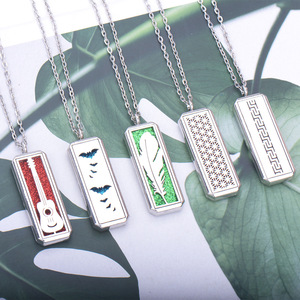Aromatherapy <strong>Diffuser</strong> Jewelry Rectangle Stainless Steel Magnetic Locket Essential Oil Perfume <strong>Necklace</strong> - Product Image 2
