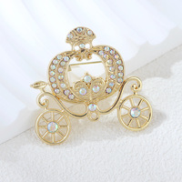 Élégante Broche en Alliage Écologique pour Femme, Motif Carrosse Citrouille, Inspirée des Contes de Fées, Ornée de Strass Colorés et de Diamants