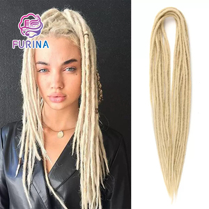 Vente en gros FURINA extensions en fibre haute température pour femmes 24 pouces marron blond Yaki <span class=keywords><strong>dreadlocks</strong></span> crochet tresseuse double - Product Image 6
