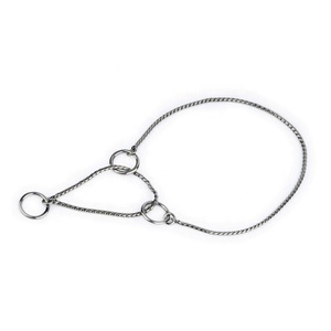 Kalung Anjing Model Martingale Klasik Tahan Lama Berlapis Krom Baja Anti Karat, Dapat Disesuaikan, Warna Hitam, Model Rantai Ular, Untuk Pertunjukan - Product Image 4