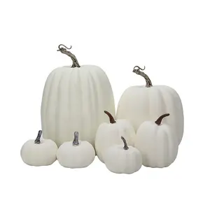 Artificial Pumpkins Autumn Decorations White Mini Fake Foam Resin Pumpkins Small Harvest Lifelike Pumpkins for Fall Decor