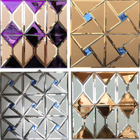Miroir mural compact en mosaïque de verre 3D, design moderne de luxe, couleurs mélangées, forme irrégulière, personnalisable OEM pour projets hôteliers