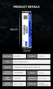 <span class=keywords><strong>SSD</strong></span> M.2 <span class=keywords><strong>SATA</strong></span> M.2 2280 SATA3 128 Go 256 Go 512 Go 1 To 2 To pour Ordinateur de Bureau, Ordinateur Portable, Terminal de Point de Vente et Machine Industrielle - Product Image 5