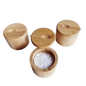 Recipientes de Madera Hechos a Mano para Especias con Tapas Abatibles, Diseño Clásico, Herméticos, Aptos para Calentar y Lavables en Lavavajillas, para Almacenamiento de Alimentos en la Cocina - Product Image 4