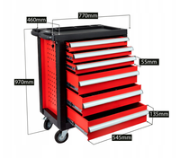 Chariot d'atelier mobile robuste à 6, 7 ou 8 tiroirs en métal, avec 201 outils, personnalisable OEM JMST JS-326-6
