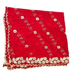 Chales de Chifón al por Mayor con Bordado Floral Dorado, Borde Festoneado, Largos, para Mujer, para Fiestas, OEM, ODM, Personalizados - Product Image 2