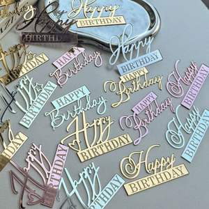 Ins Style Laser Marquage Joyeux Anniversaire Acrylique Gâteau Décor Vente Chaude Personnalisable Fête Fournitures Gâteau Plugins Réutilisable - Product Image 2