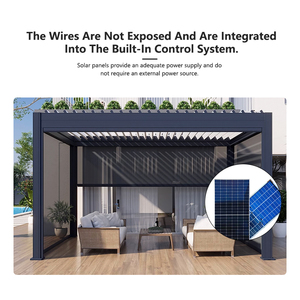 Pérgola Motorizada Impermeable <span class=keywords><strong>de</strong></span> Aluminio 6063-T5 con Persianas y Pantalla Enrollable con Control Remoto para Patio Exterior, Jardín, Villa - Product Image 3