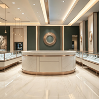 Décoration intérieure de bijouterie de luxe moderne, fabrication sur mesure de vitrines de présentation de bijoux en or rose, mobilier de magasin