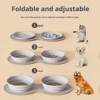 Bol pliable en silicone anti-déversement pour animaux de compagnie - Utilisation intérieure/extérieure/en voyage