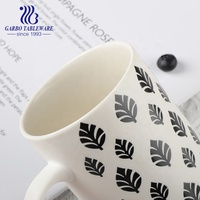 Tasse à café en céramique, 6 pièces, conception de fleurs personnalisée, couleur noir mat, nouvelle tasse à eau en porcelaine, zip royal 12oz, vente en gros