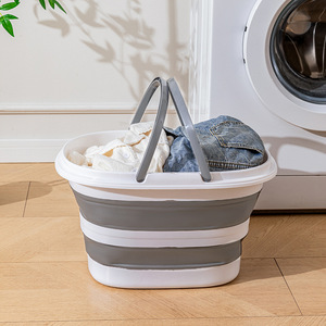 Nhựa Đóng Mở Xô Có Thể Gập Lại Lau Xô Giặt Giỏ Với Xử Lý Nước Cầm Tay Thùng Tiết Kiệm Không Gian Xô - Product Image 6