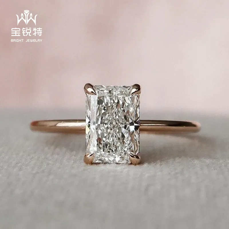 18K vàng trắng kim cương nhẫn cưới 2 Carat Solitaire kim cương Nhẫn phòng thí nghiệm phát triển kim cương đồ trang sức nhẫn