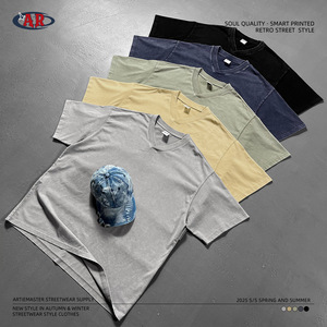 เสื้อยืดลำลองผู้ชายทรงหลวมสไตล์สตรีทแวร์ ผลิตโดยผู้ผลิตเสื้อผ้าลายกราฟิกวินเทจแบบฟอกสี ดีไซน์ Y2K ผ้าฝ้ายพิมพ์ลาย DTG - Product Image 3