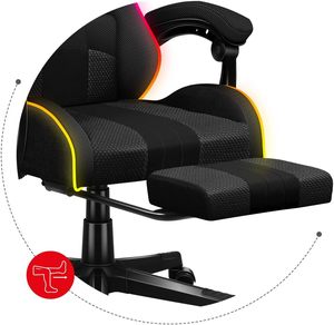 <span class=keywords><strong>Fauteuil</strong></span> de jeu <span class=keywords><strong>gamer</strong></span> JL pas cher en cuir et maille blanche avec dossier complet, chaise inclinable RGB, <span class=keywords><strong>fauteuil</strong></span> de jeu LED avec repose-pieds, capacité de 140 kg - Product Image 6