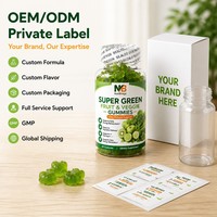Bulk aankoop MOQ laag, sample order, hoge potentie, super groene fruit- en groentegummies, alkaliserend voor het lichaam