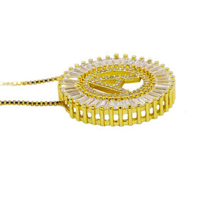 Collier ajustable en laiton plaqué or pour femmes, chaîne en zircon, bijoux chanteur tennis, lettre initiale pendentif, vente en gros, - Product Image 5