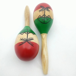 Maracas en bois peintes à la main en forme de palmier, instrument de percussion Orff pour enfants - Product Image 2