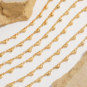 Mercanti di fabbrica di beneficenza 18K placcato oro cuore collana bracciale moda in acciaio inox gioielli Set per le donne - Product Image 4