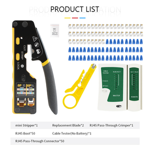 7in1 Network <strong>Toolkit</strong> with 8P6P Straight-through Crimping Tool Cable Tester Cutters Pliers Wire Stripper CAT6 Connector Sheath - Product Image 5