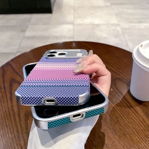 Funda de Teléfono de Lujo con Textura de Fibra de Carbono para <span class=keywords><strong>iPhone</strong></span> 17 Air 16 15 Pro Max, Carcasa Delgada de PC con Marco Metálico para la Cámara - Product Image 3