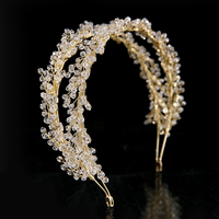 Nouvelle conception de couronne de cristal à double rangée, diadèmes de mariage de haute qualité, faits à la main, pour les fêtes, les fiançailles, les anniversaires