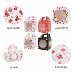 Boîte à friandises de Noël avec fenêtre, boîte à biscuits et snacks, Joyeux Noël, emballage de pâtisserie de Noël en carton <span class=keywords><strong>vert</strong></span> et blanc - Product Image 2