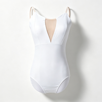 Maillot de Ballet con Tirantes y Espalda Descubierta en Malla, Elástico, para Danza, Yoga, Entrenamiento y Actuaciones en Escenario para Mujer