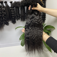 KAMA Cheveux humains bruts en gros pour tressage, cheveux en vrac noir naturel, bouclés effet mouillé et ondulé, style bohème, sans nœuds, lots de cheveux humains pour tressage