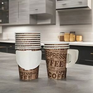 Gobelet à café en papier biodégradable à double paroi, personnalisable, de haute qualité, respectueux de l'environnement, avec poignée, 7 oz, pour le vin, la tequila - Product Image 2
