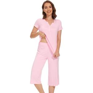 Pijamas de Viscosa de Bambú Suaves para Mujer, Conjunto de Capri de Manga Corta, Ropa de Dormir Cómoda, Tallas S-XXL, Venta al Por Mayor - Product Image 5