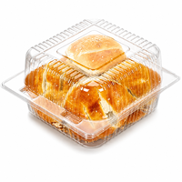 Conteneur alimentaire à charnière en PET transparent |   Boîte d'emballage jetable pour boulangerie, pour pain, gâteaux, pâtisseries et desserts