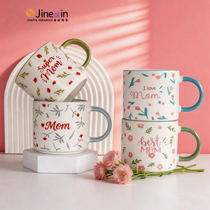 Mug à café en céramique <span class=keywords><strong>personnalisé</strong></span> blanc fait main pour la fête <span class=keywords><strong>des</strong></span> mères, mignon et en gros - Product Image 1