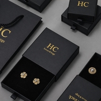 Boîte à bijoux haut de gamme avec tiroir rigide, insert en velours, estampage à chaud, logo personnalisé OEM pour l'emballage de bijoux de marque