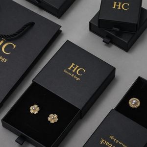 Premium Jewelry Set Box Rigid Drawer Jewelry Storage Box Velvet Insert Foil Stamping Custom Logo OEM for Brand Jewelry Packaging - Product Image 4