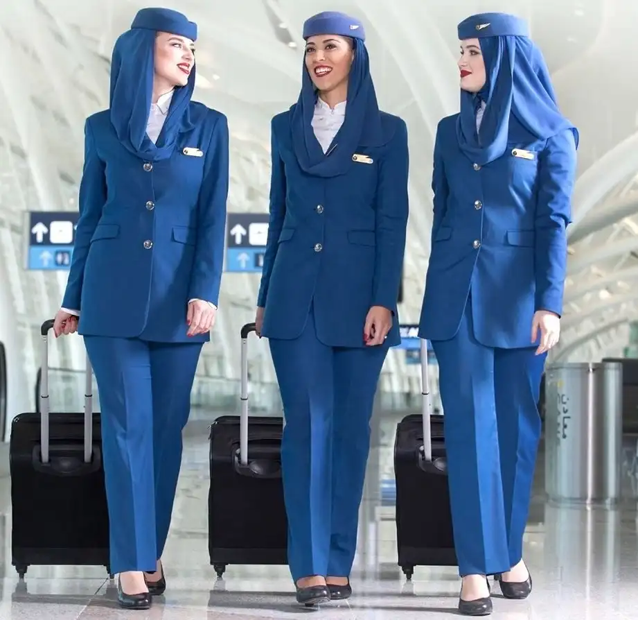ネイビーブルージャケット + パンツ客室乗務員コスチュームカスタムキャビンクルーサウジアラビア航空ユニフォーム