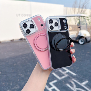 Original Linen Textured Magnetic holder Phone case for iPhone 17 16 15 14 Pro Max Ombre <b>stand</b> Converted colorful PC Back Cover - Product Image 3