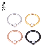 Bague créole segmentée articulée en acier inoxydable 316L plaqué or avec zircone cubique sertie de billes pour mariage et fiançailles