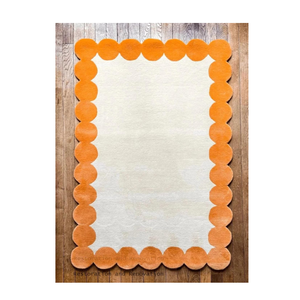 Ensemble de tapis et ensembles de tapis personnalisés modernes en laine, motif festonné ivoire, touffeté à la main, pour la maison ou le pique-nique, de qualité supérieure. - Product Image 1