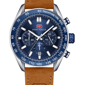 Montres pour hommes Mini Focus 0403G Chronographe 24 heures, secondes, 3ATM étanche, bracelet en cuir, montre à quartz pour homme - Product Image 3