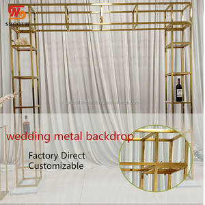 SMOOTH Luxury Gold Rectangle Stainless Steel Wedding <b>Backdrop</b> Mirror Design <b>Frames</b> for Wedding Event Stage Decorations - Product Image 2