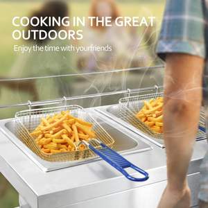 Penggorengan Gas Komersial Dua Tangki dengan Dua Keranjang Stainless Steel untuk Menggoreng di Luar Ruangan 2 tangki 2 Keranjang Penggorengan Gas - Product Image 4