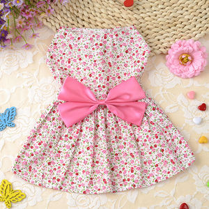 Vestido de verano para perros pequeños, ropa con lazo de algodón para <span class=keywords><strong>Chihuahua</strong></span>, con lazo Floral, falda de princesa transpirable - Product Image 4