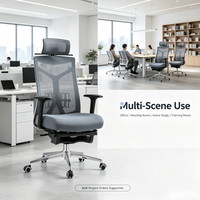 Chaise de bureau ergonomique pivotante en maille réglable, repose-pieds rétractable, support lombaire, siège inclinable pour ordinateur, pour la maison et le lieu de travail