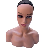 Tête de Mannequin Noire avec Épaules pour Perruque