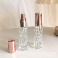 Nouveau flacon de parfum en verre en forme de diamant 10 ml, portable, élégant, rose doré, vaporisateur à pression, vide, cosmétique, monocouche, fabriqué en Chine