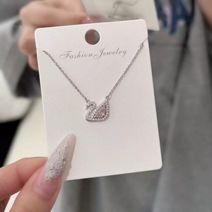 Collar <span class=keywords><strong>de</strong></span> Cadena Cruzada <span class=keywords><strong>de</strong></span> Acero Inoxidable con Cristal <span class=keywords><strong>de</strong></span> Cisne, Estilo INS, para Mujer, Joyería, Regalo para Festivales - Product Image 5