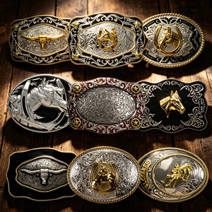 Boucles de Ceinture de Cowboy Western en Métal Personnalisées en Gros, Logo 3D Grand Animal, Boucles de Ceinture de Luxe pour Hommes - Product Image 1